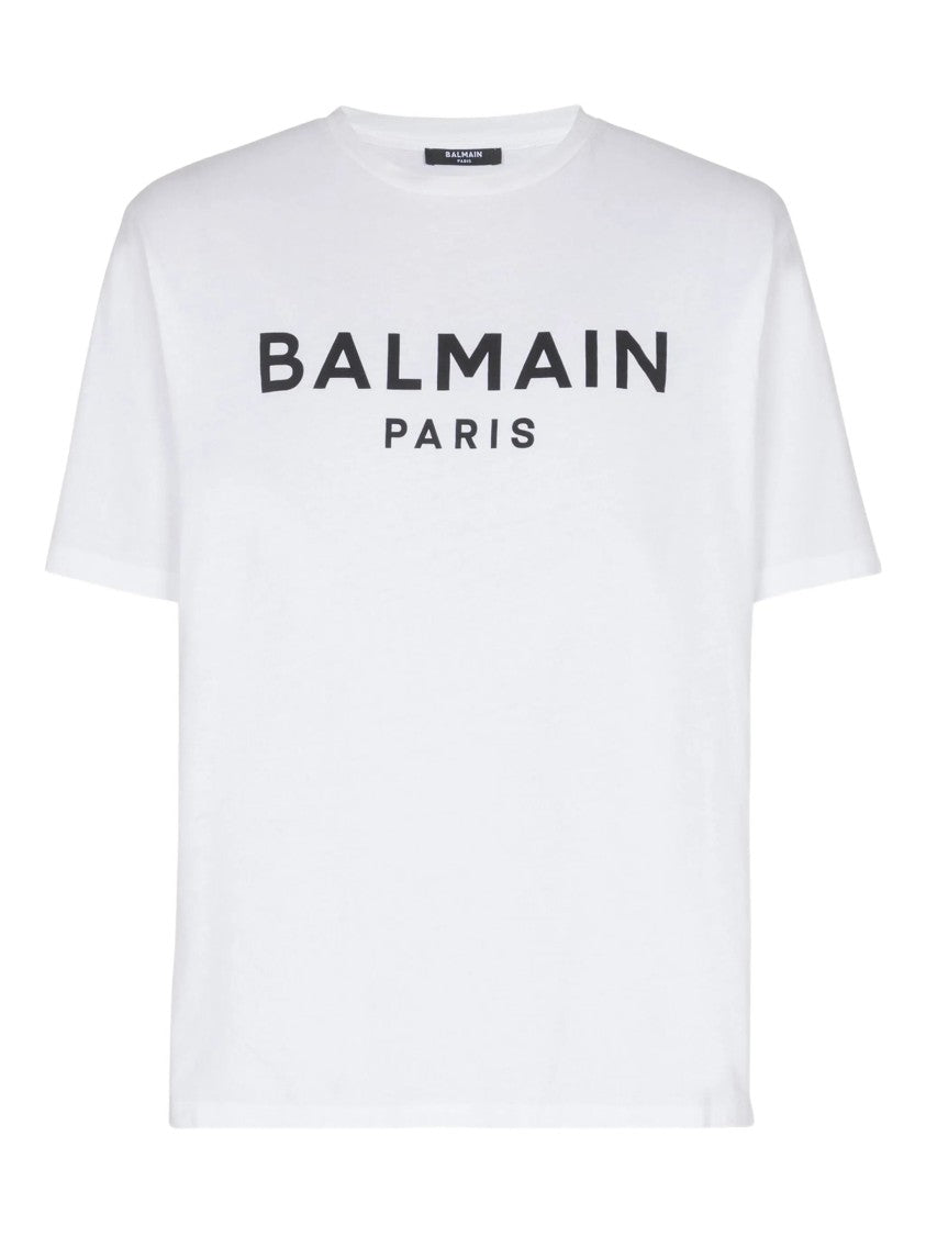 Balmain White Loose Ss Bold Logo T-Shirt