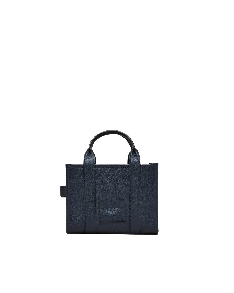 Marc Jacobs Structured Blue Sea Leather Small Tote With Adjustable Strap