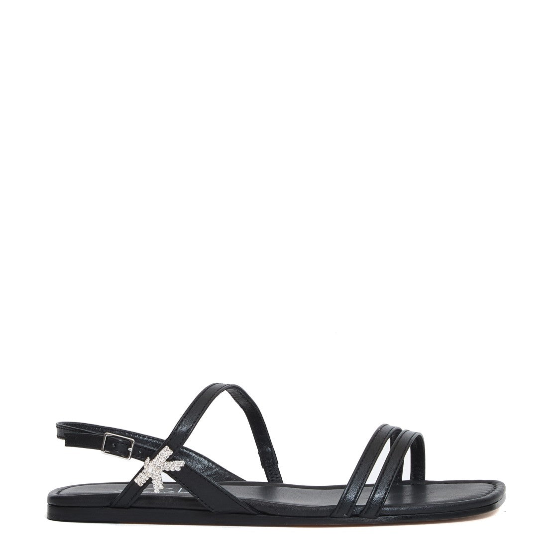 Agl Black Flat Sandals With Straps