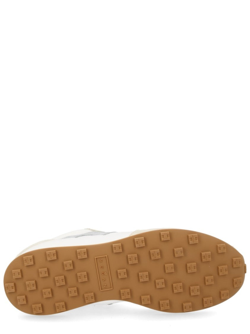 Hogan Beige Low-Profile Silver Accent Sneakers
