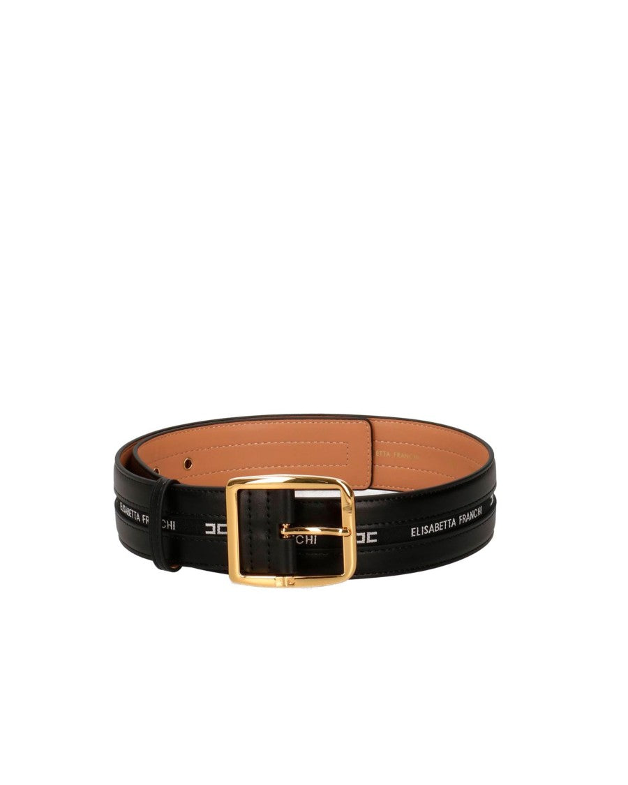 Elisabetta Franchi Black Logo Belt