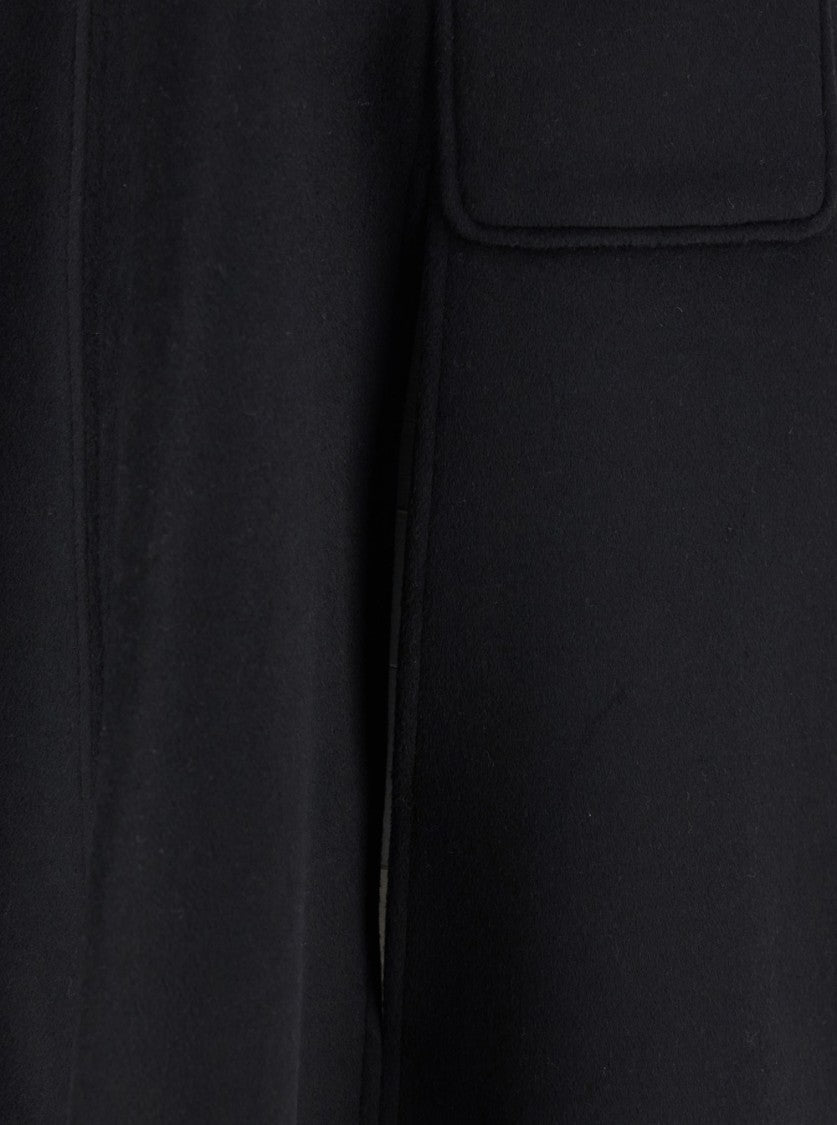 Plain Structured Black Cape With High Collar