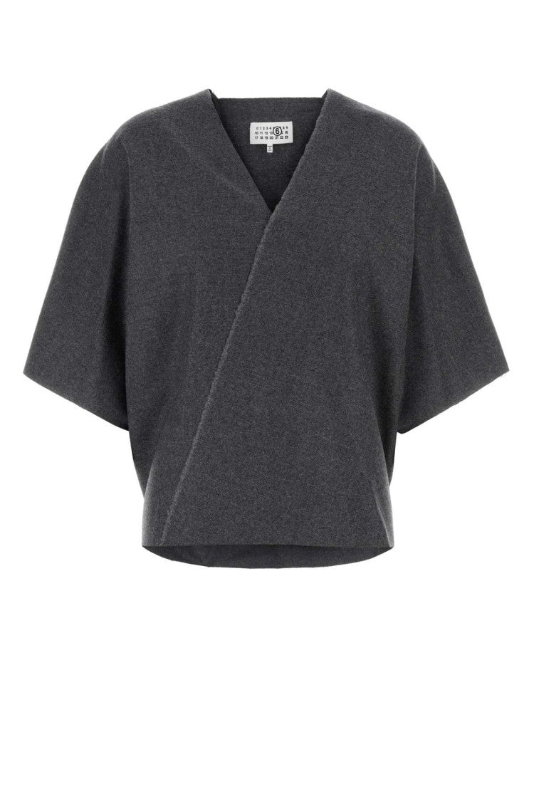 Mm6 By Maison Margiela Dark Grey Wool Top