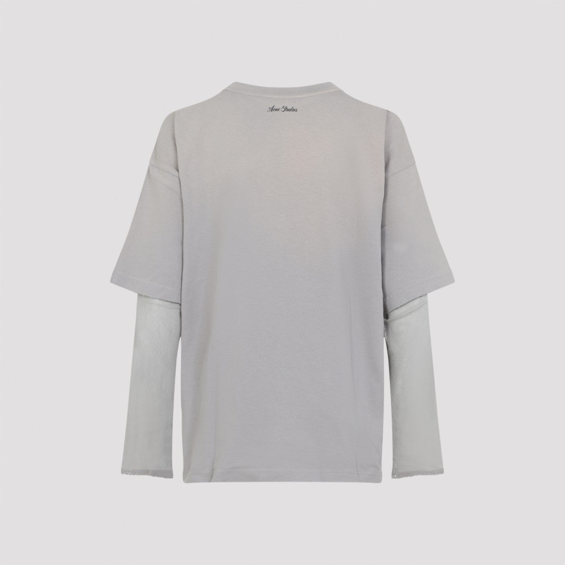 Acne Studios Layered Sleeve Grey Top With Yellow Rose Graphic
