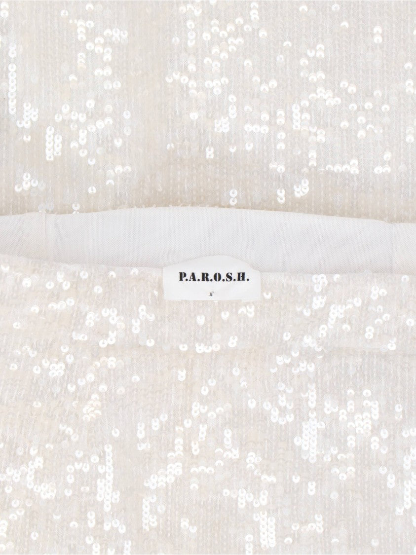 Parosh White Midi Sequin Skirt
