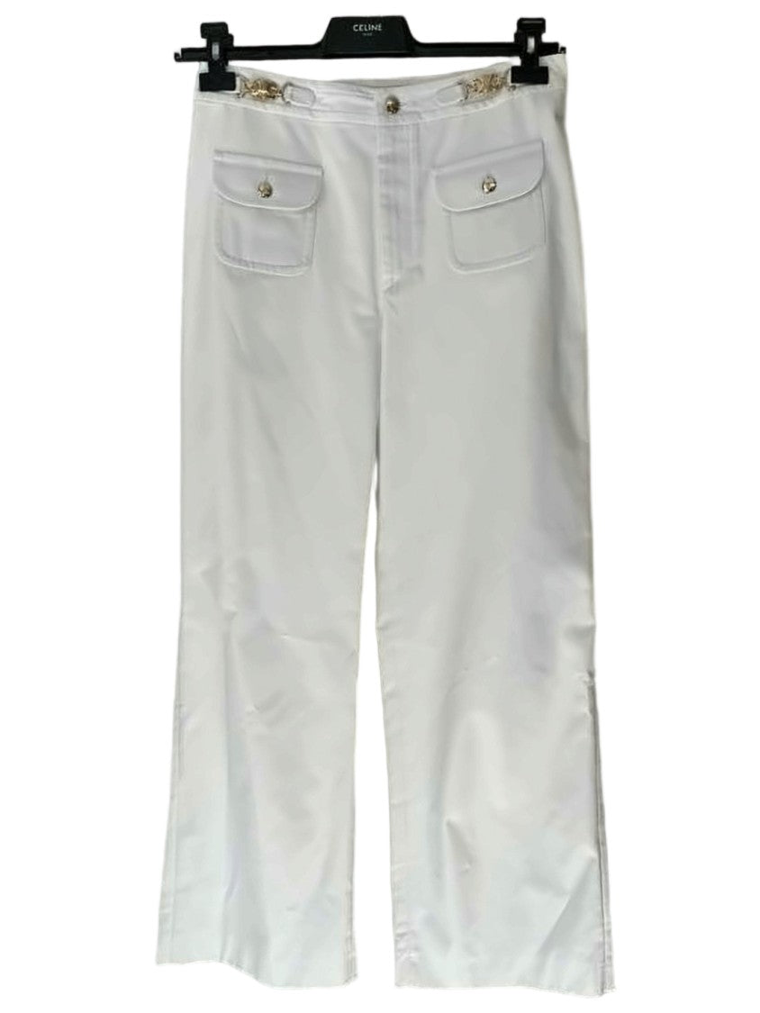 Celine Straight Pants With High Waist And Gold-Tone Buttons