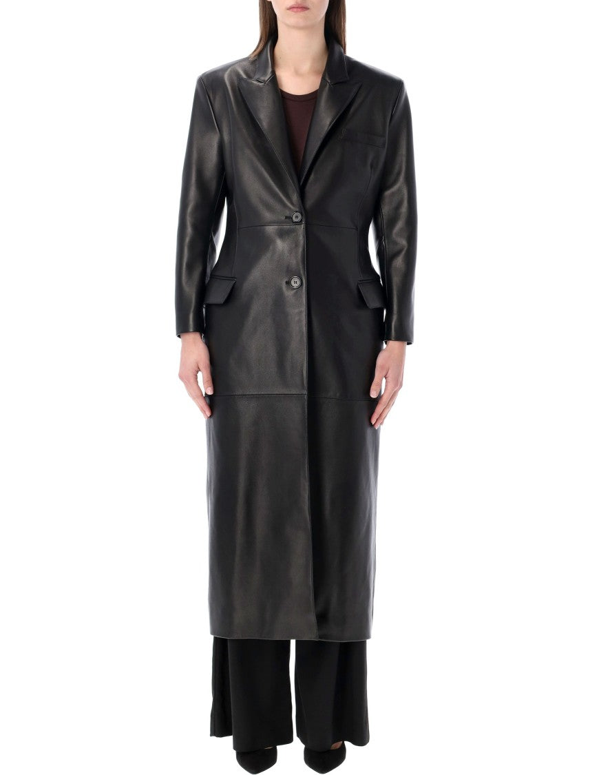 Magda Butrym Tailored Leather Coat With Midi-Length Design