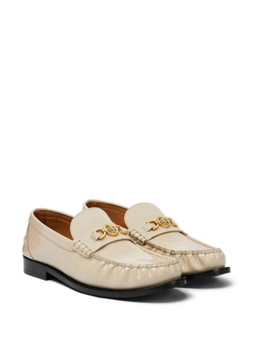 Versace Light Beige Patent Leather Slip-On Shoes