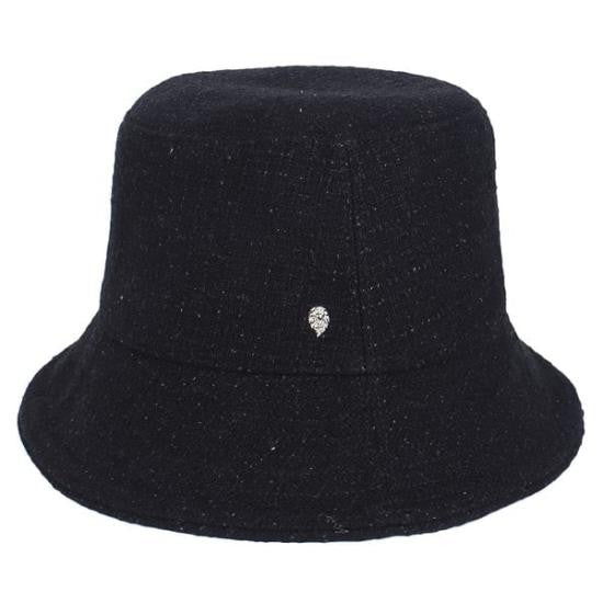 Helen Kaminski Textured Black Bucket Hat With Metallic Emblem
