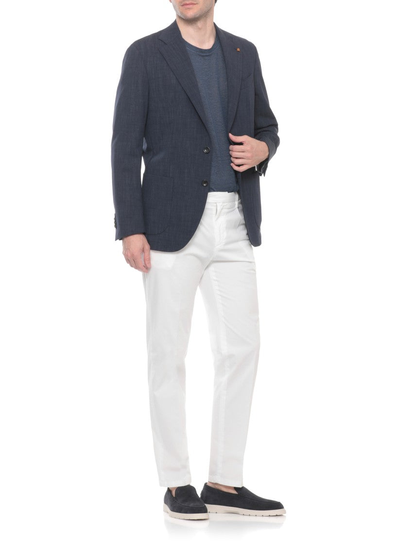 La Torre Red Blue Classic Lapel Cotton Jacket