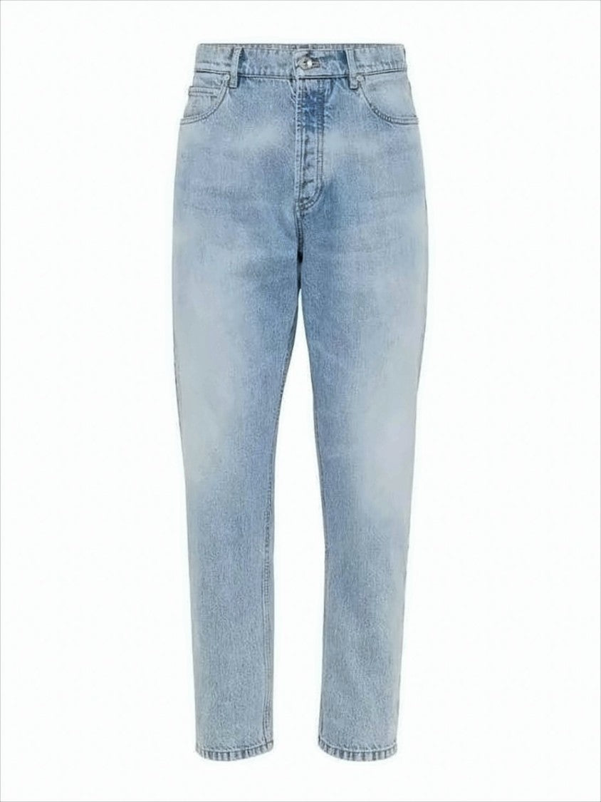 Brunello Cucinelli Light Blue Straight-Leg Denim Pants