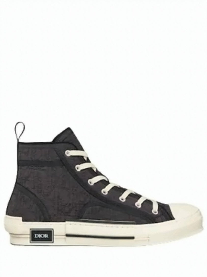 Dior High-Top Sneakers With Subtle Pattern And Contrasting Sole