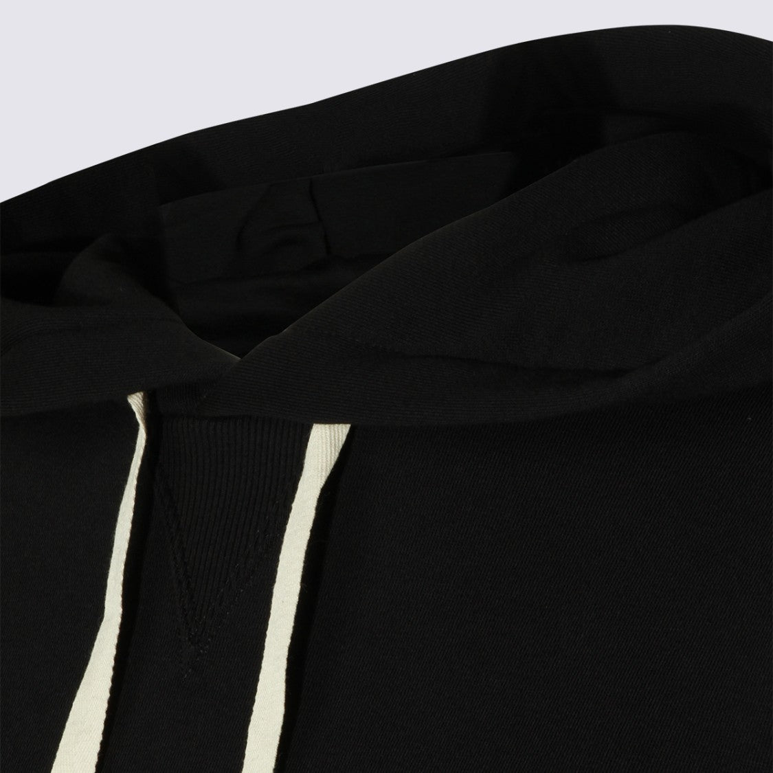 Jil Sander Hooded Black Sweater With Minimalist Design And Contrasting Drawstrings