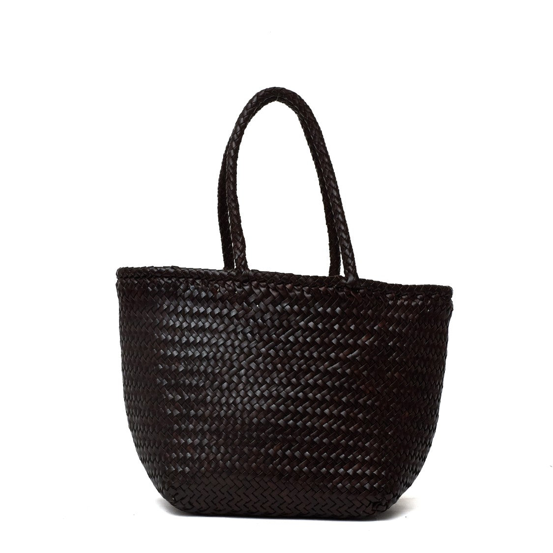 Dragon Diffusion Handwoven Black Buffalo Leather Small Diagonal Jump Basket