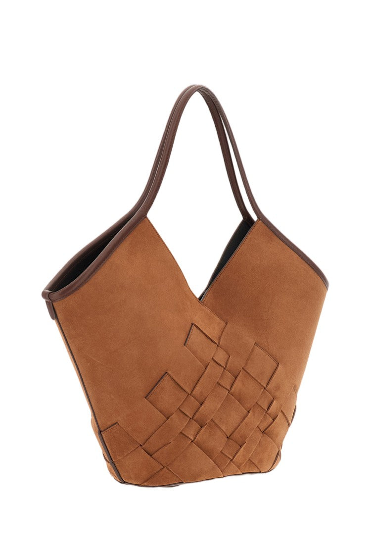 Hereu Brown Coloma Suede Woven Suede Tote Bag