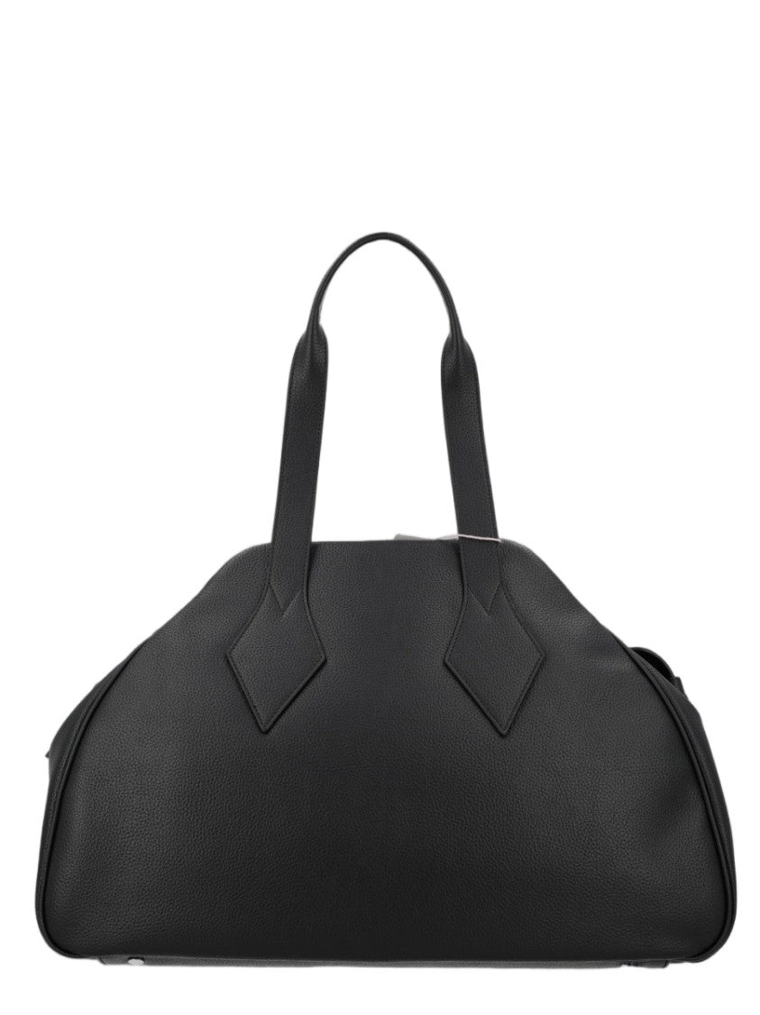 Vivienne Westwood Black Metallic Emblem Polyurethane Shoulder Bag