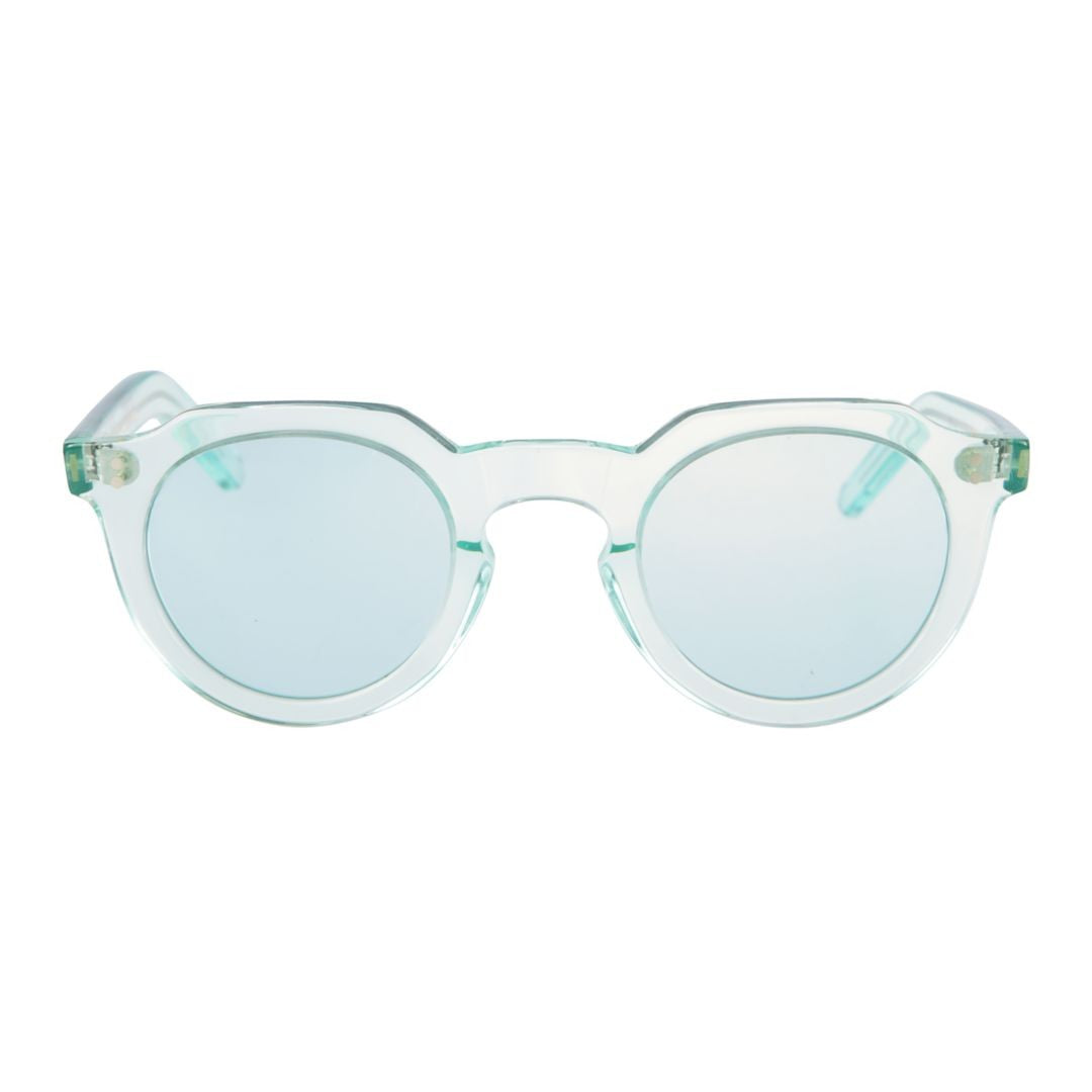 Kador Storiko Translucent Light Green Rounded Sunglasses With Thick Temples