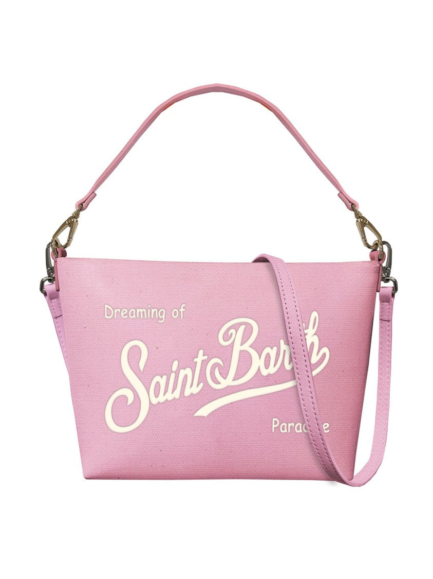 Mc2 Saint Barth Rectangular Smooth Pink Handbag With Gold-Tone Hardware