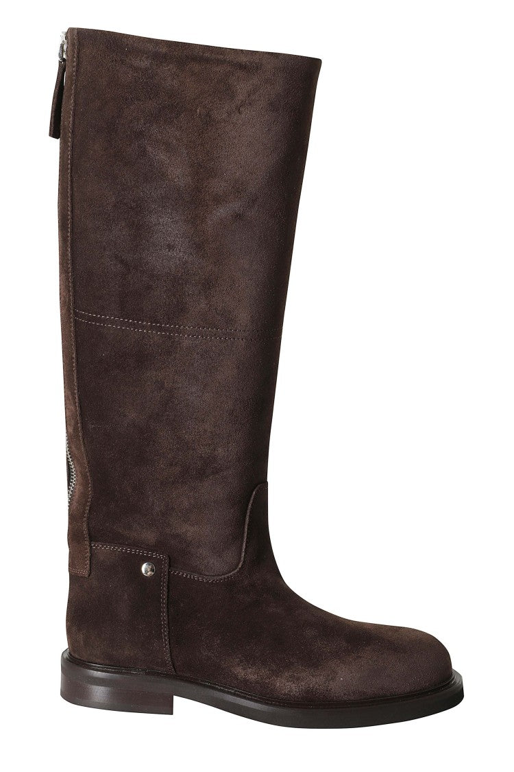 Poeve Knee-High Suede Boots With Back Zipper And Minimalist Design