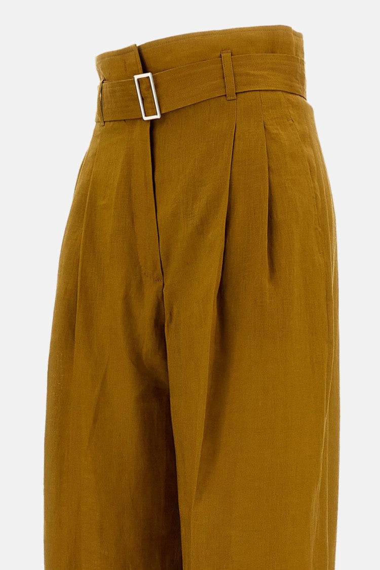 Max Mara Cropped High Waist Wide-Leg Trousers With Textured Fabric