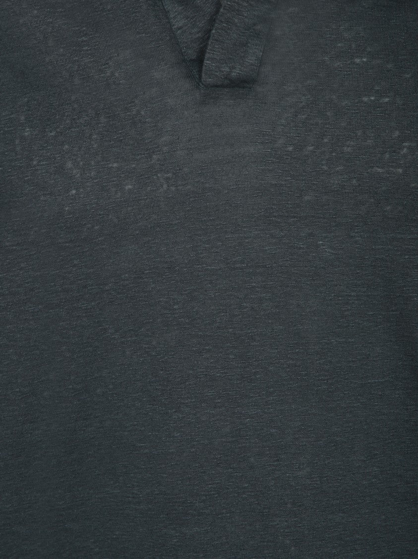 Dell'oglio Linen Polo T-Shirt With Subtle Collar