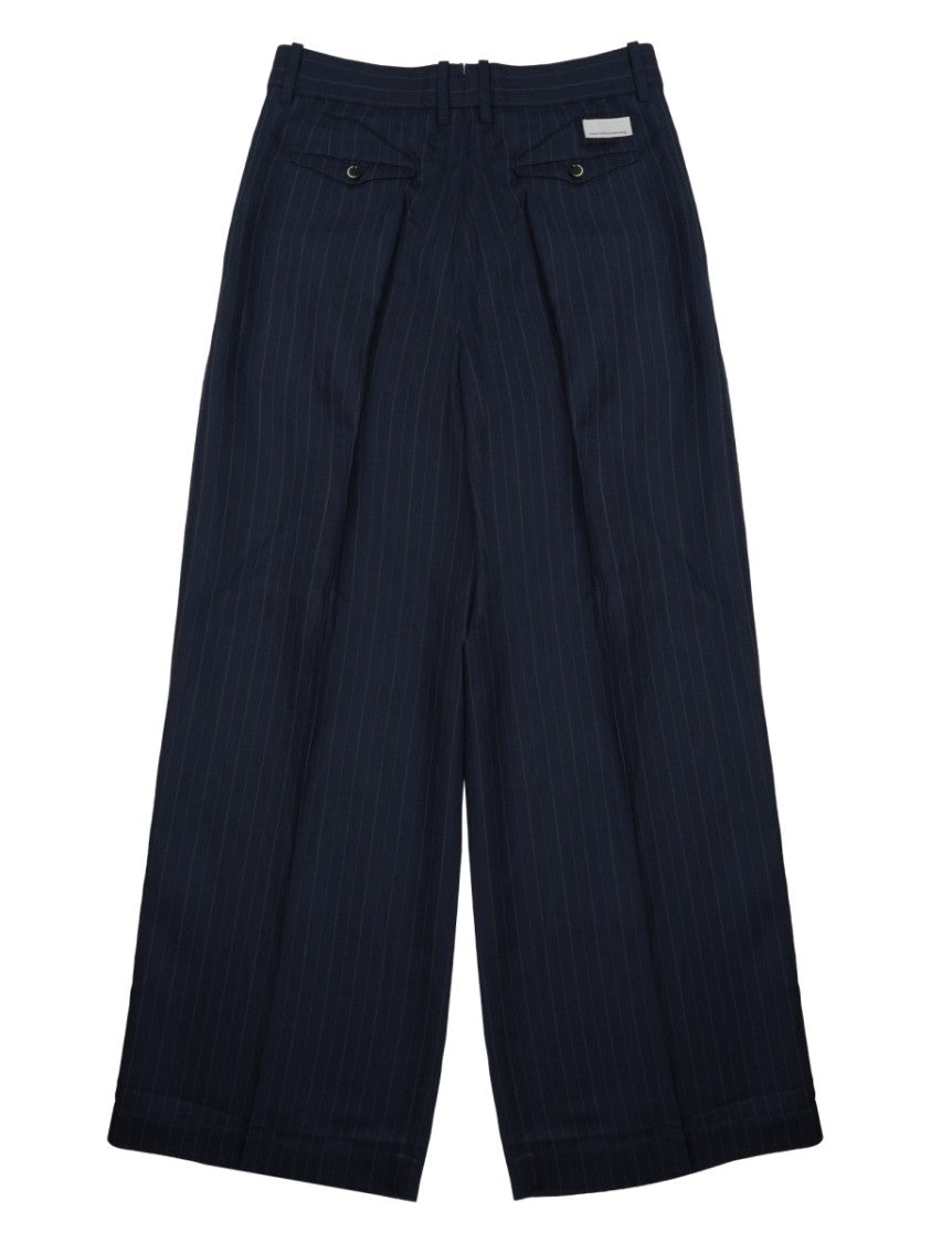 Nine In The Morning Sandra Viscose Linen Pinstripe Trousers