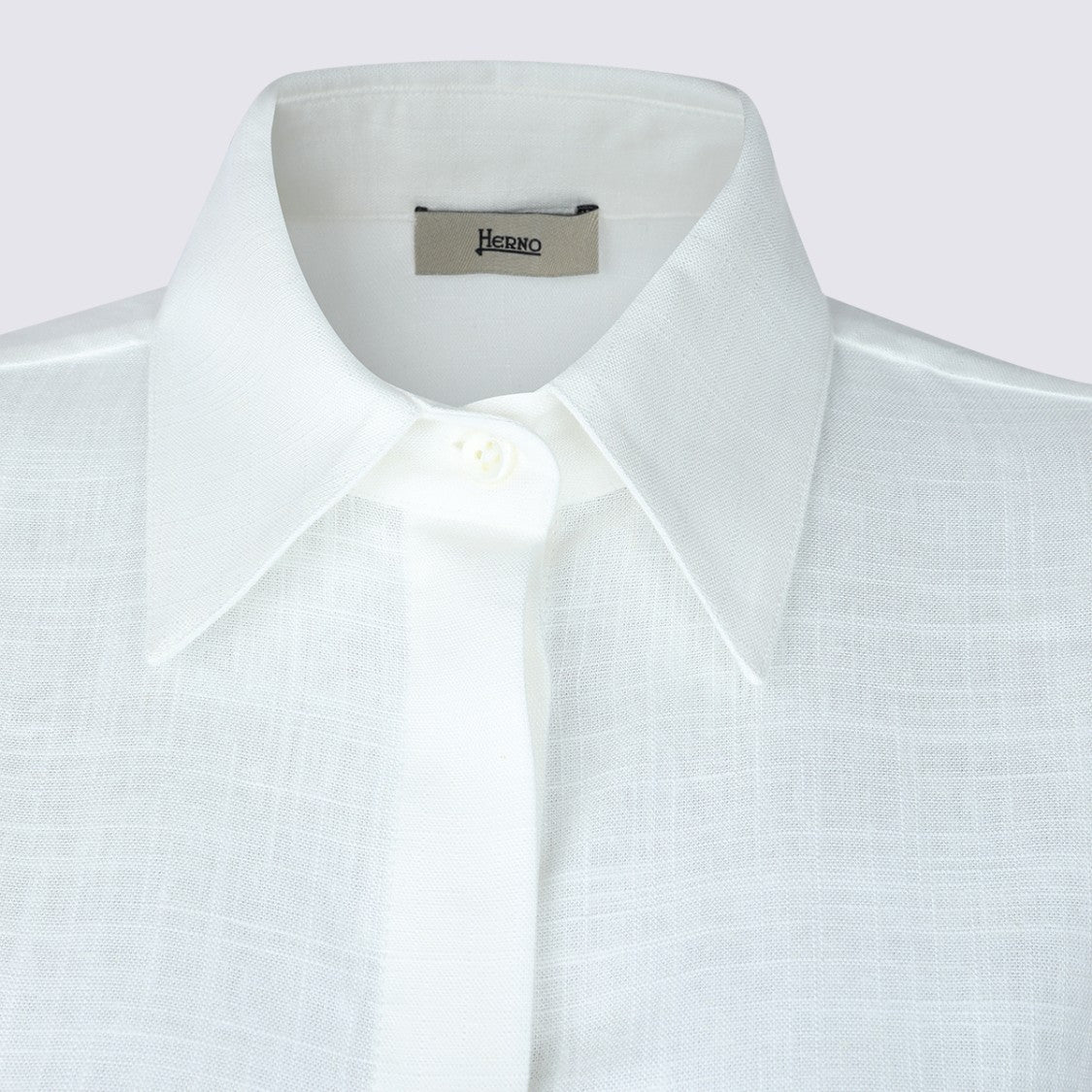 Herno Loose Fit White Shirt With Pointed Collar