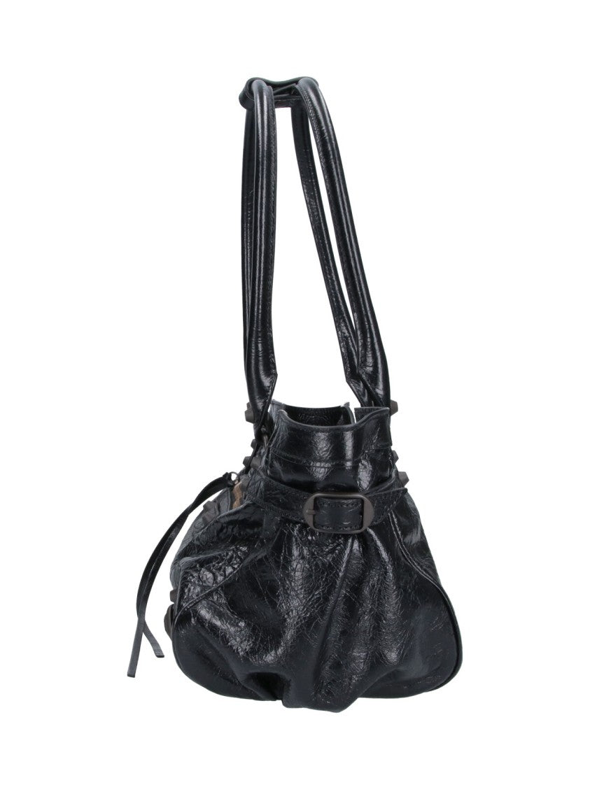 Balenciaga Elongated Handbag With Glossy Finish And Dual Handles