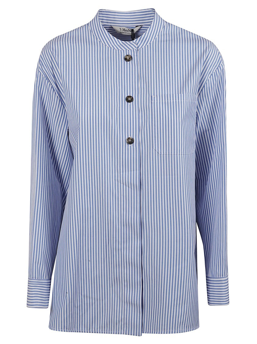 Max Mara Classic Striped Shirt With Mandarin Collar