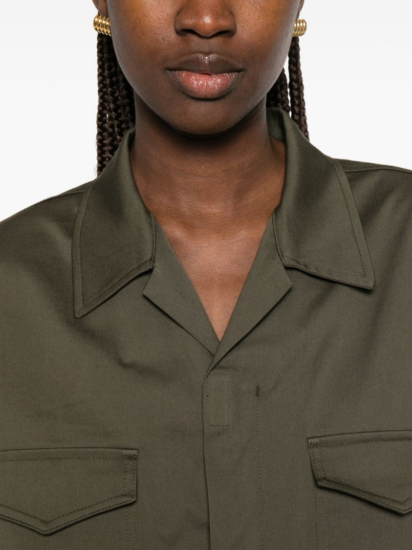 The Frankie Shop Green Utility Pointed Collar Jumpsuit