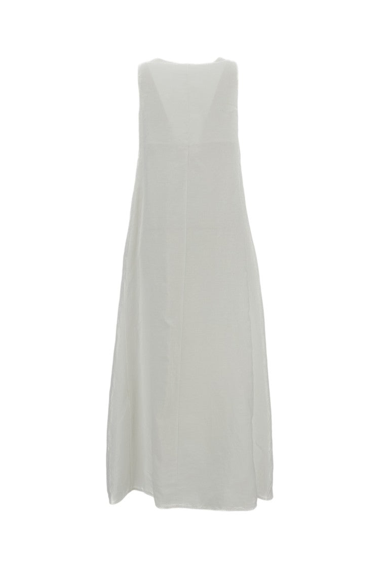 M.S.M. Milano Linen Maxi Dress With V-Neckline And Side Pockets