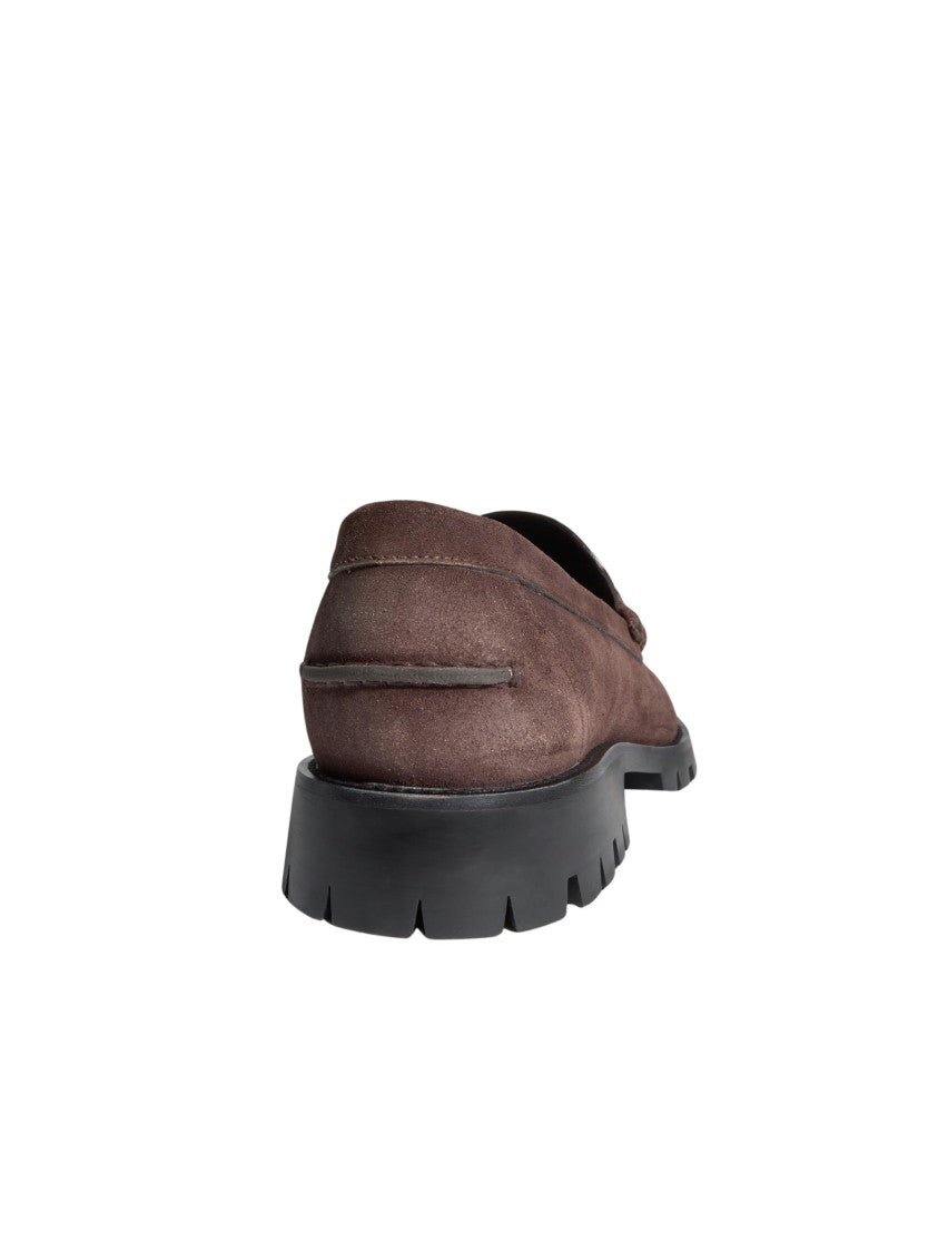 Gucci Suede Loafers With Rubber Lug Sole And Horsebit Detail