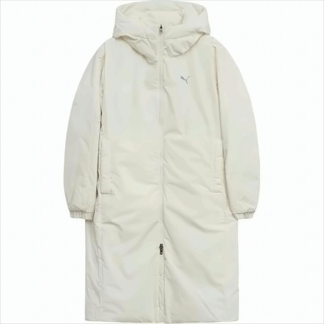 Puma Quilted White Long Padded Coat With Hood