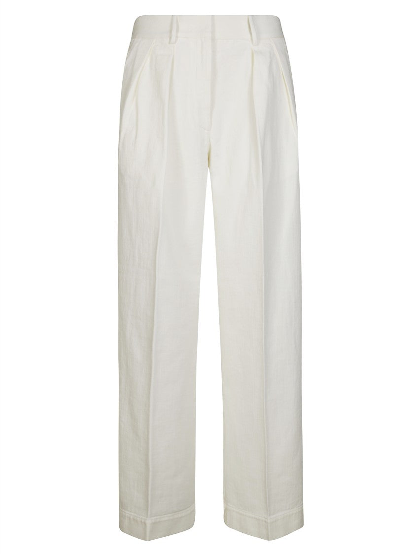 Forte Forte Fluid Trousers With Front Pleats And Textured Finish