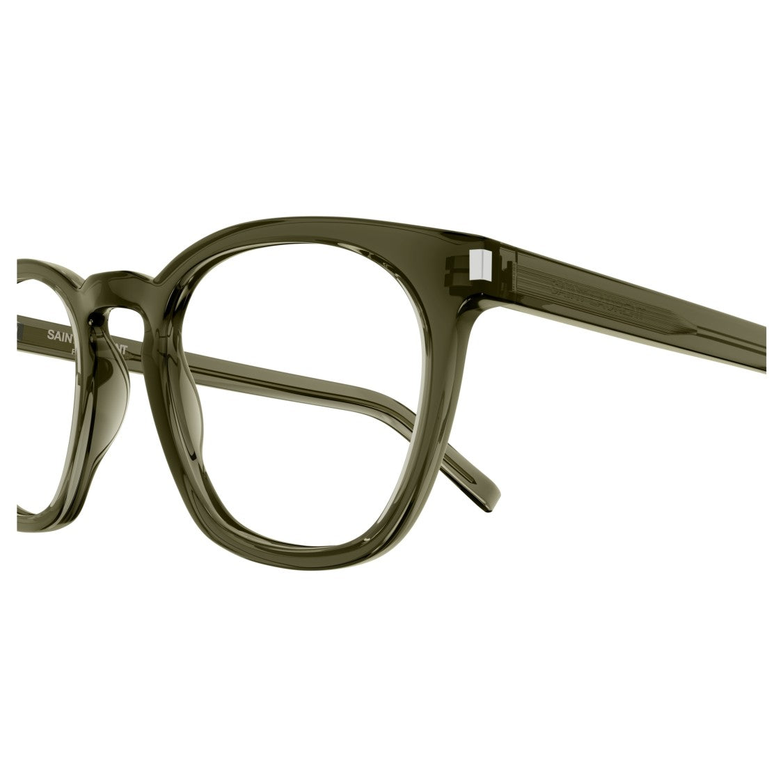 Saint Laurent Sl 28 Opt Translucent Olive Green Square Frame Eyeglasses