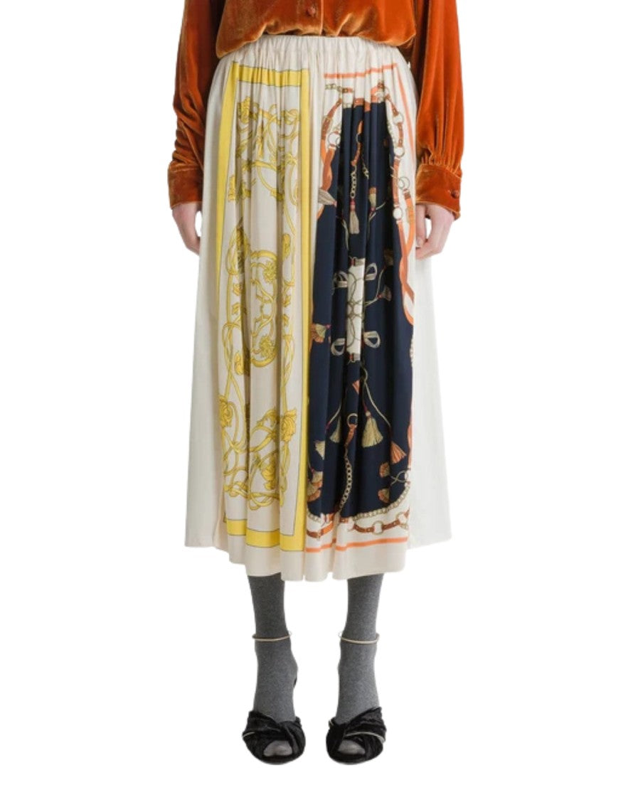 Forte Forte Night Multicolour Printed Viscose Midi Skirt