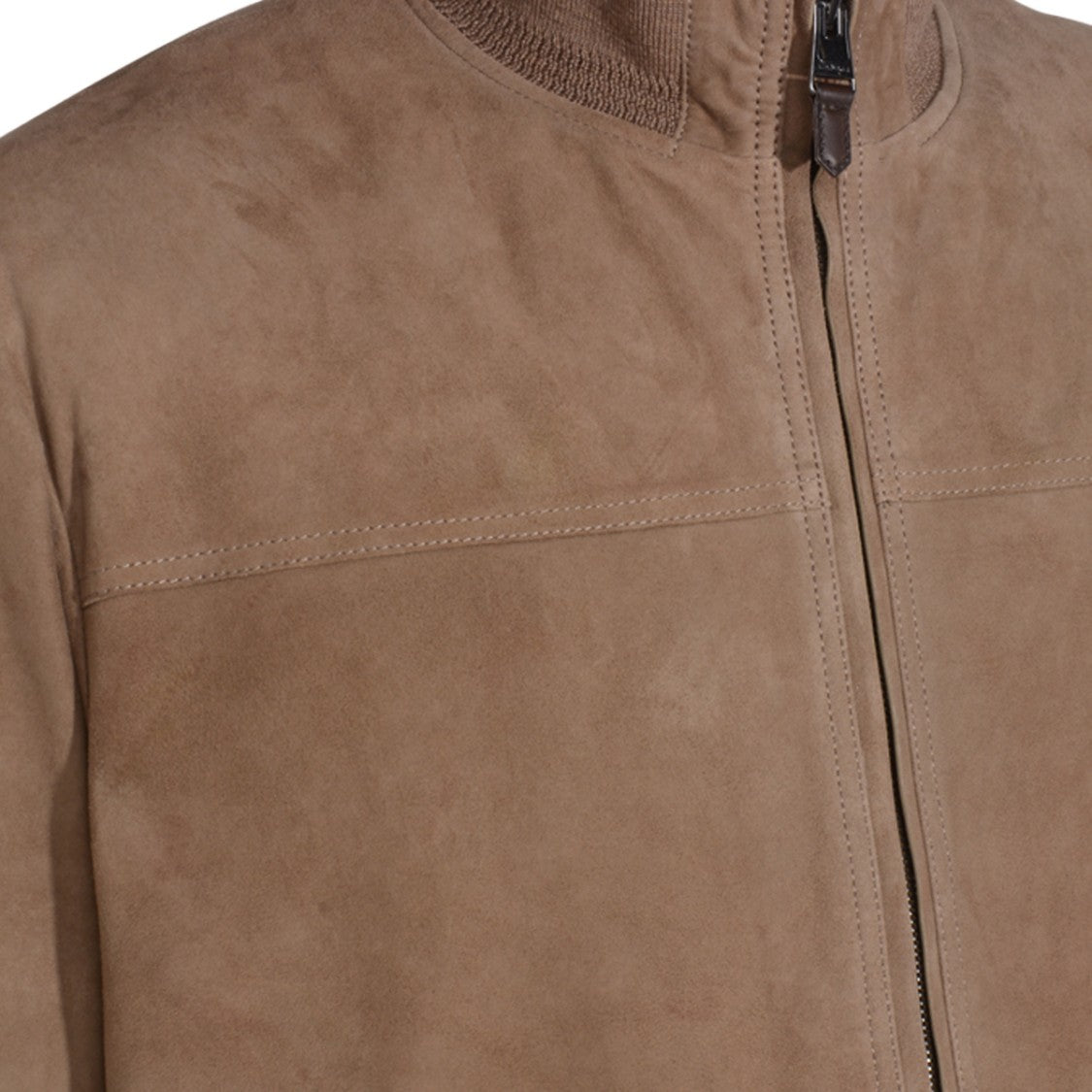 Canali Brown Suede Jacket With Ribbed Cuffs