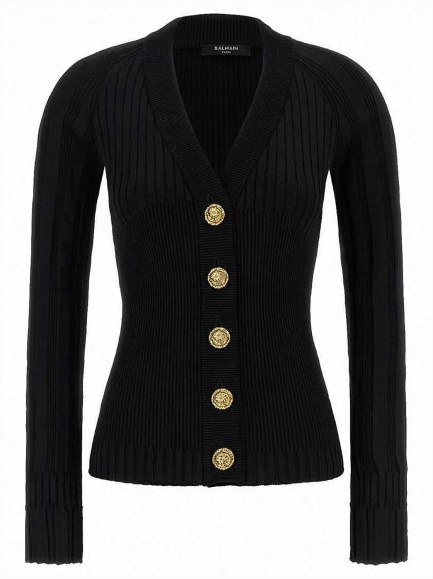 Balmain Fitted Ribbed Knit Cardigan