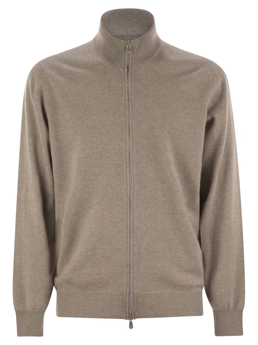 Brunello Cucinelli High-Necked Cashmere Cardigan With Zip