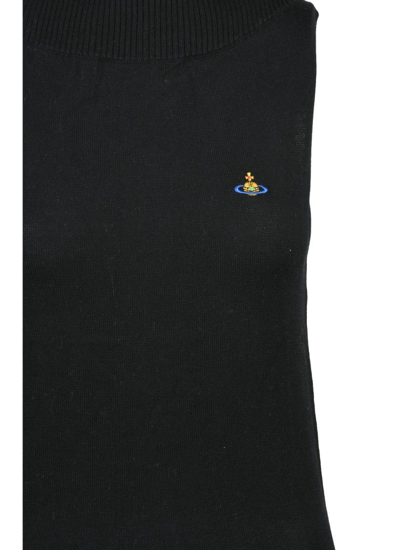 Vivienne Westwood Fitted Sleeveless Top With Ribbed Neckline And Emblem