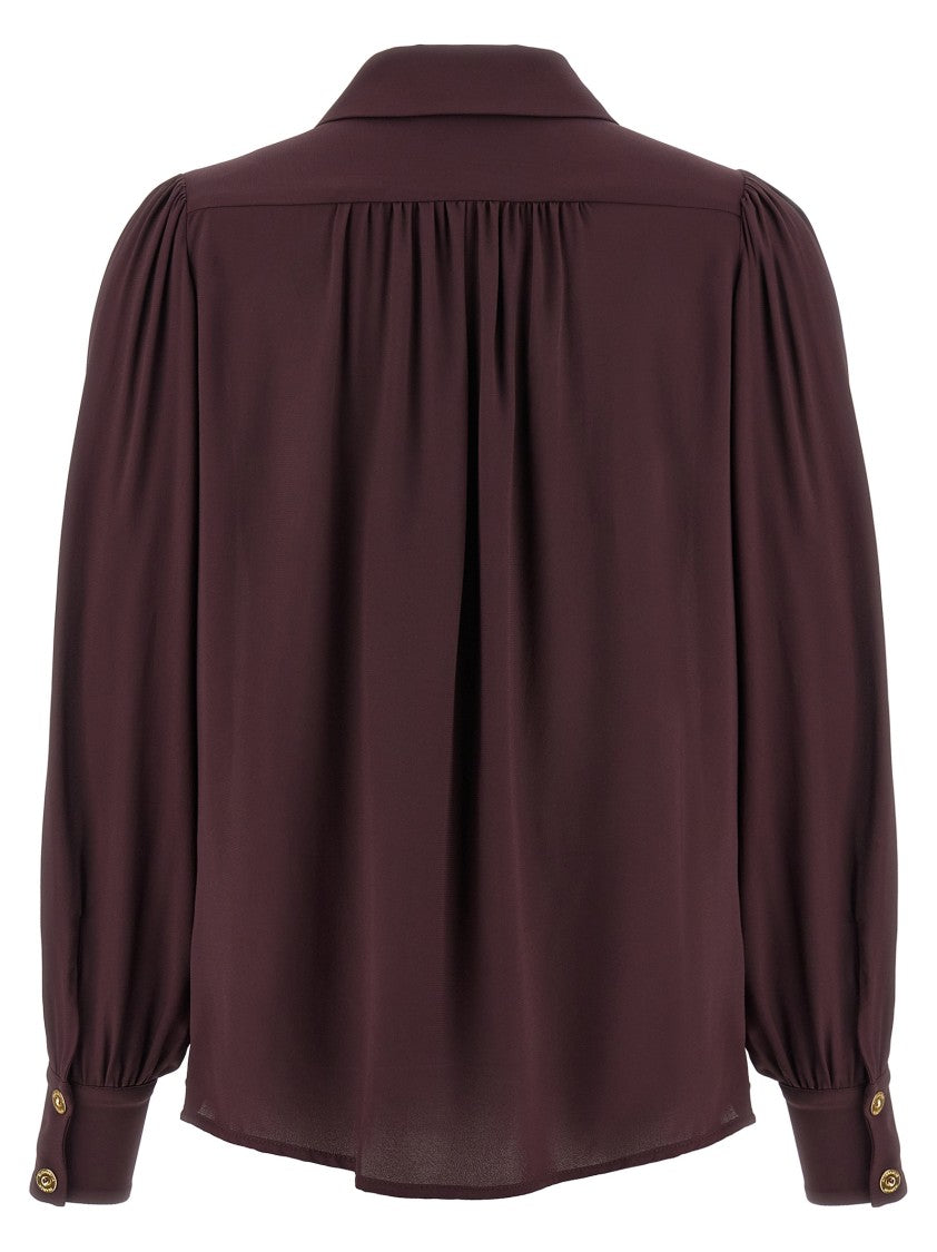 Elisabetta Franchi V-Neck Georgette Shirt With Removable Metal Necklace