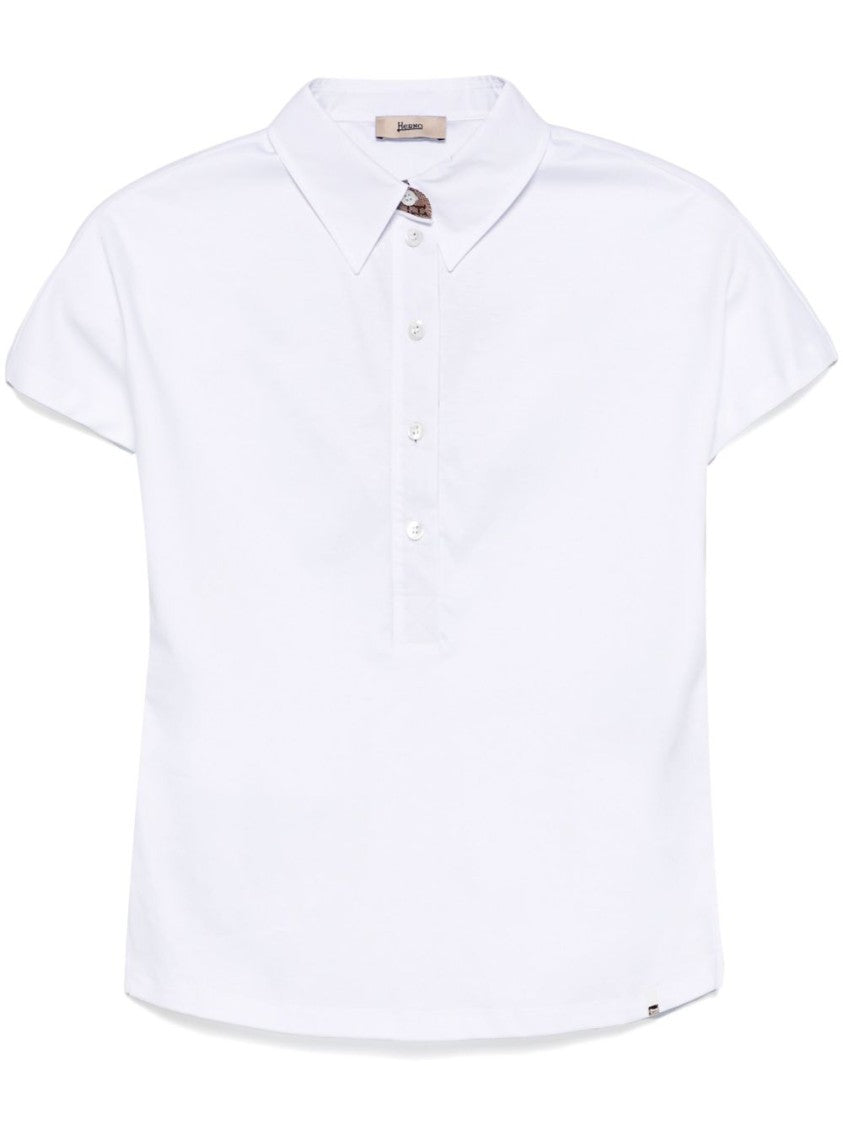 Herno White Polo T-Shirt With Structured Collar
