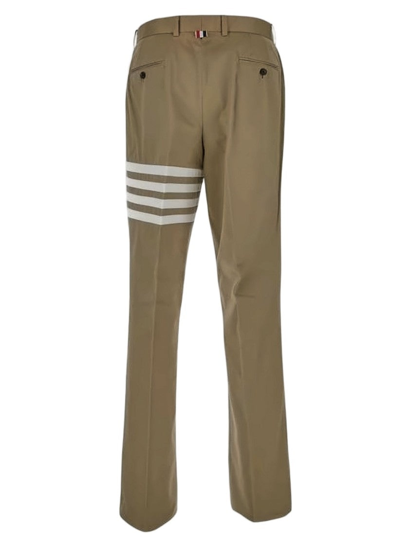 Thom Browne Straight-Leg Tailored Pants With Distinctive Stripe Detail