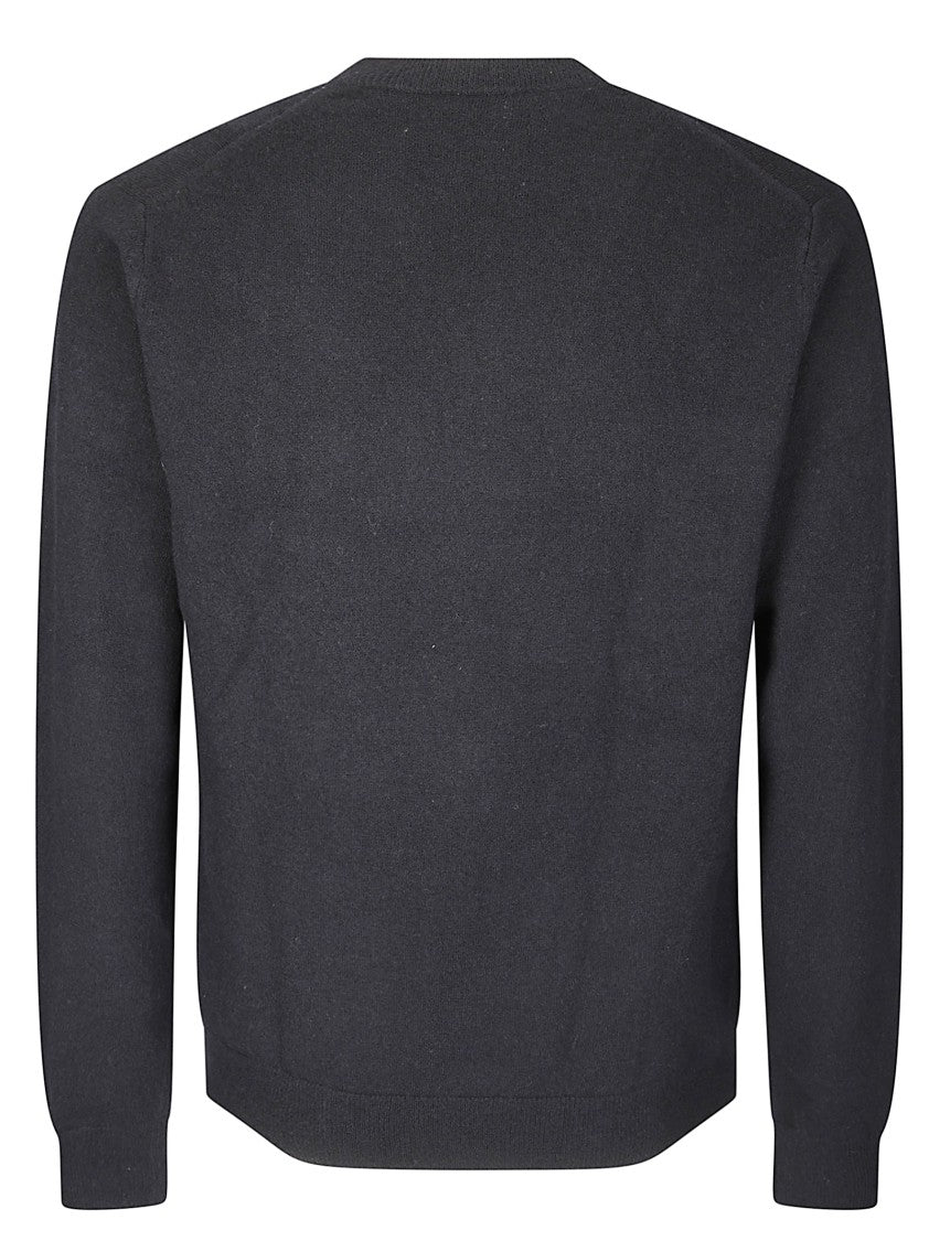Comme Des Garçons V-Neck Knit Sweater With Ribbed Finishing