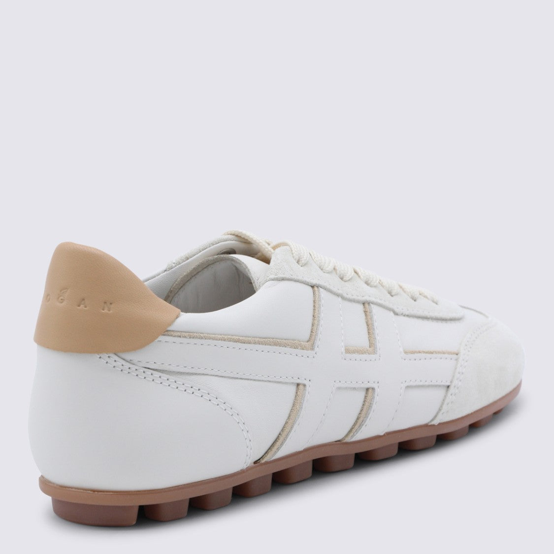 Hogan White And Beige Low-Profile Sneakers