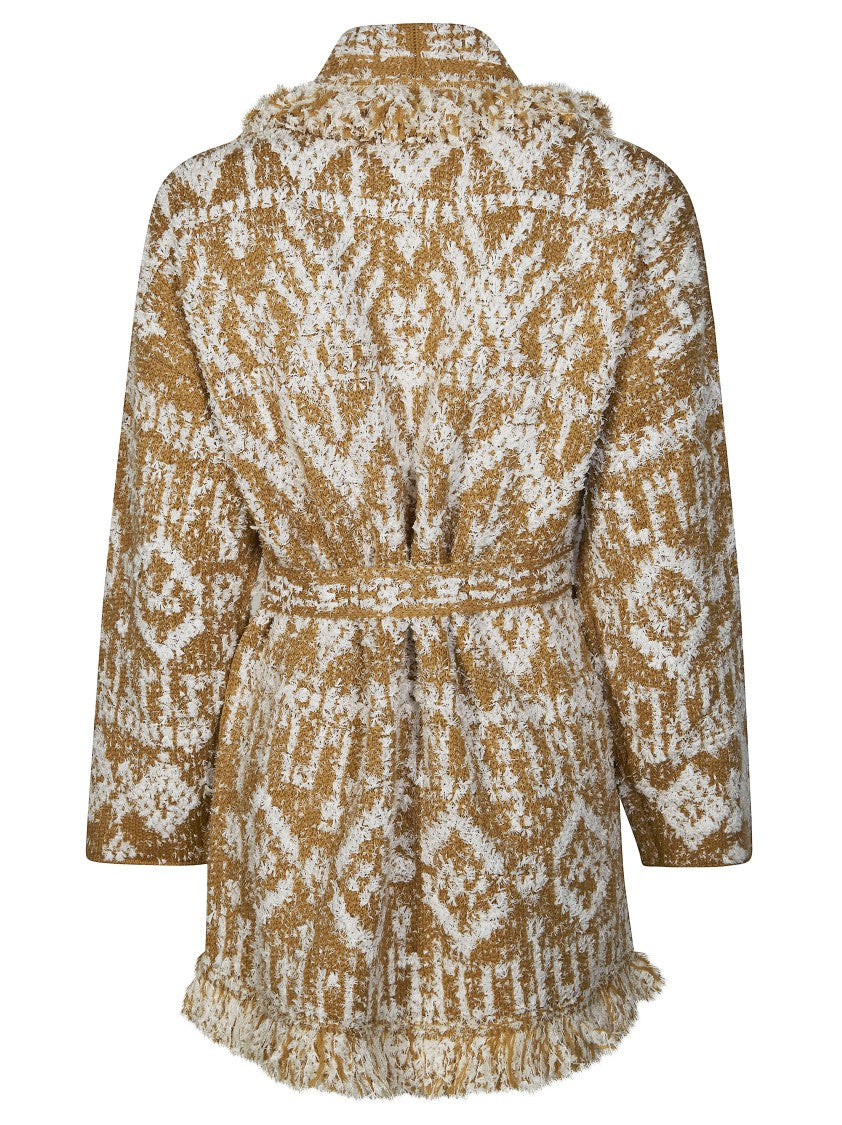 Alanui Sandy Beige Shawl Collar Cardigan