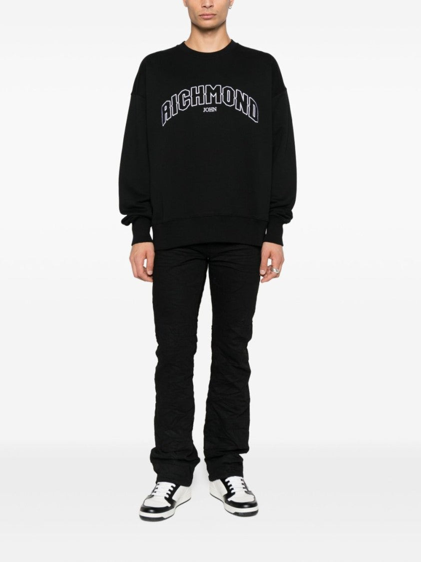 John Richmond Relaxed Fit Black Sweatshirt With Bold Logo