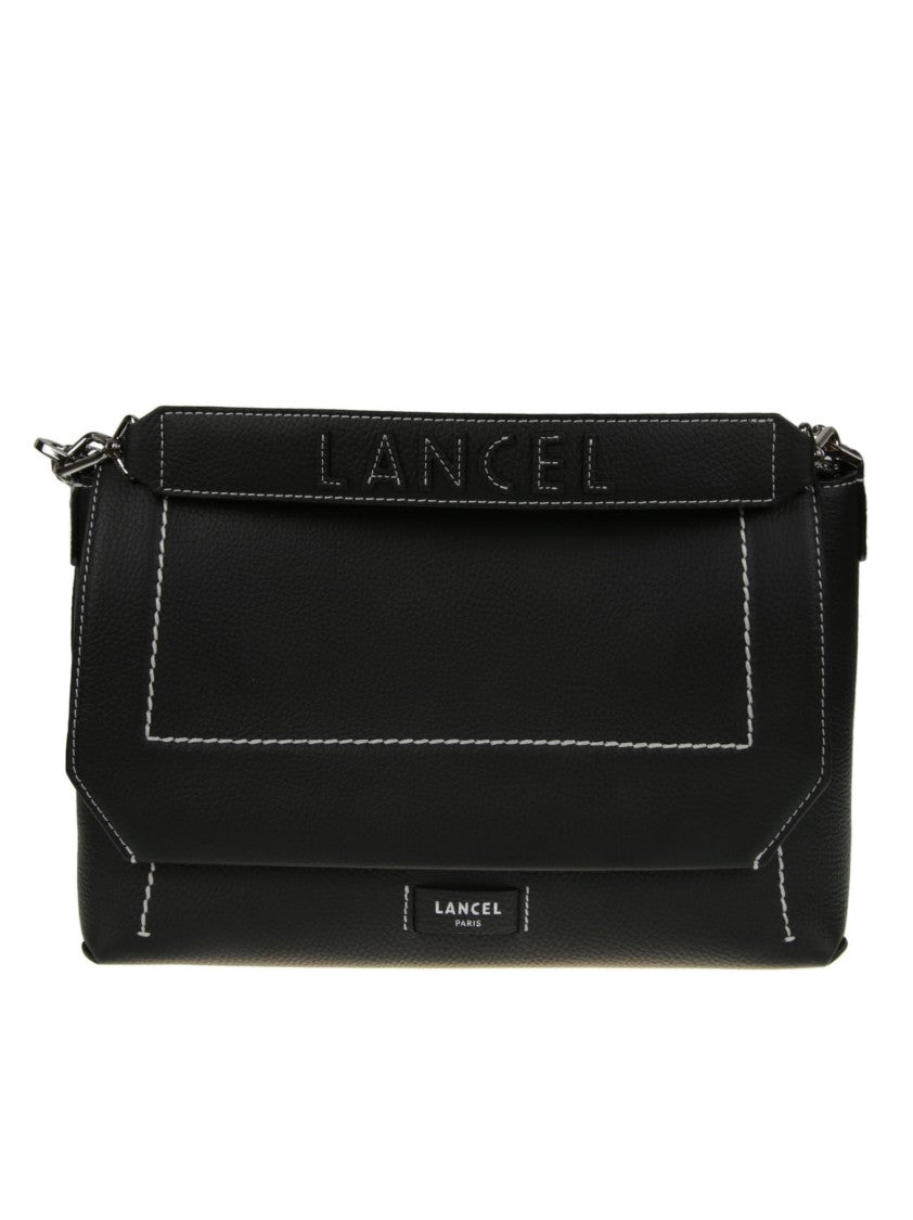 Lancel Ninon Soft Black Structured Flap Bag