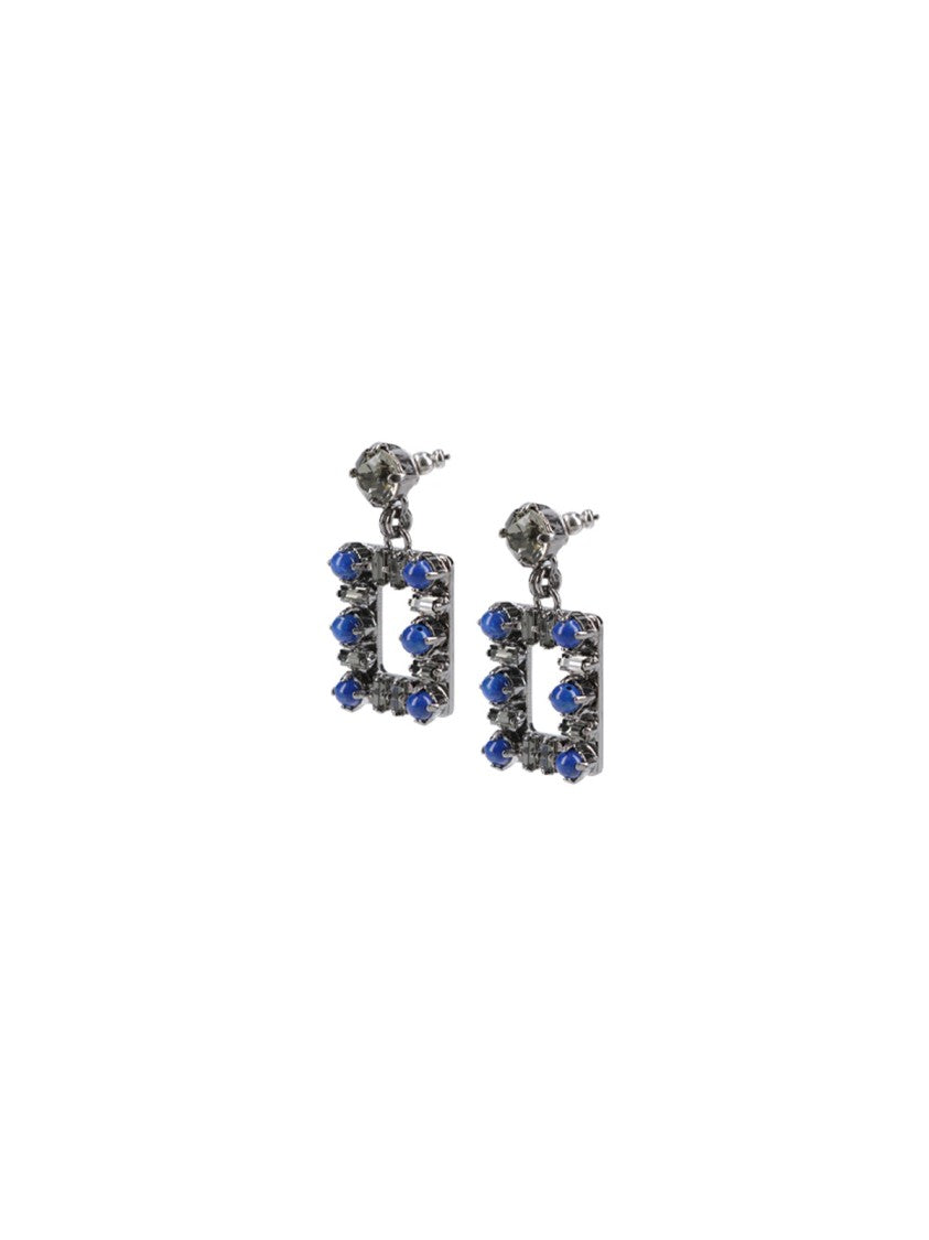 Roger Vivier Grey Geometric Square Gemstone Earrings