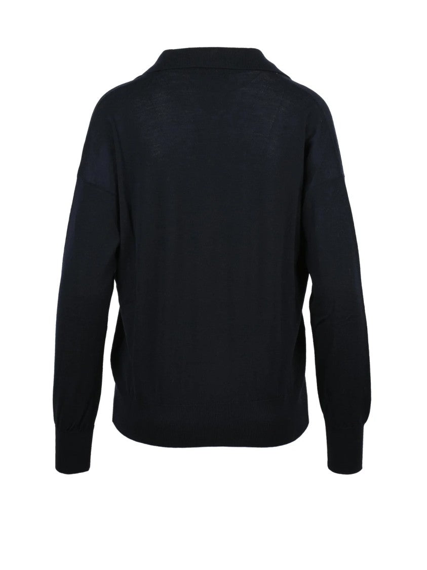 Alpha Studio Extrafine Merino Wool Polo Knit Sweater